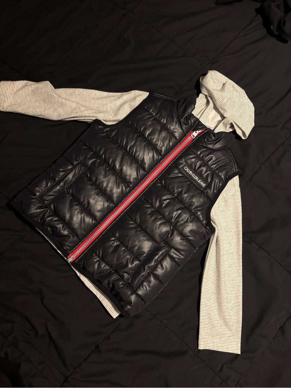 Calvin Klein Boy’s Long-Sleeve Hooded Shirt & Black Puffer Vest Size 3T